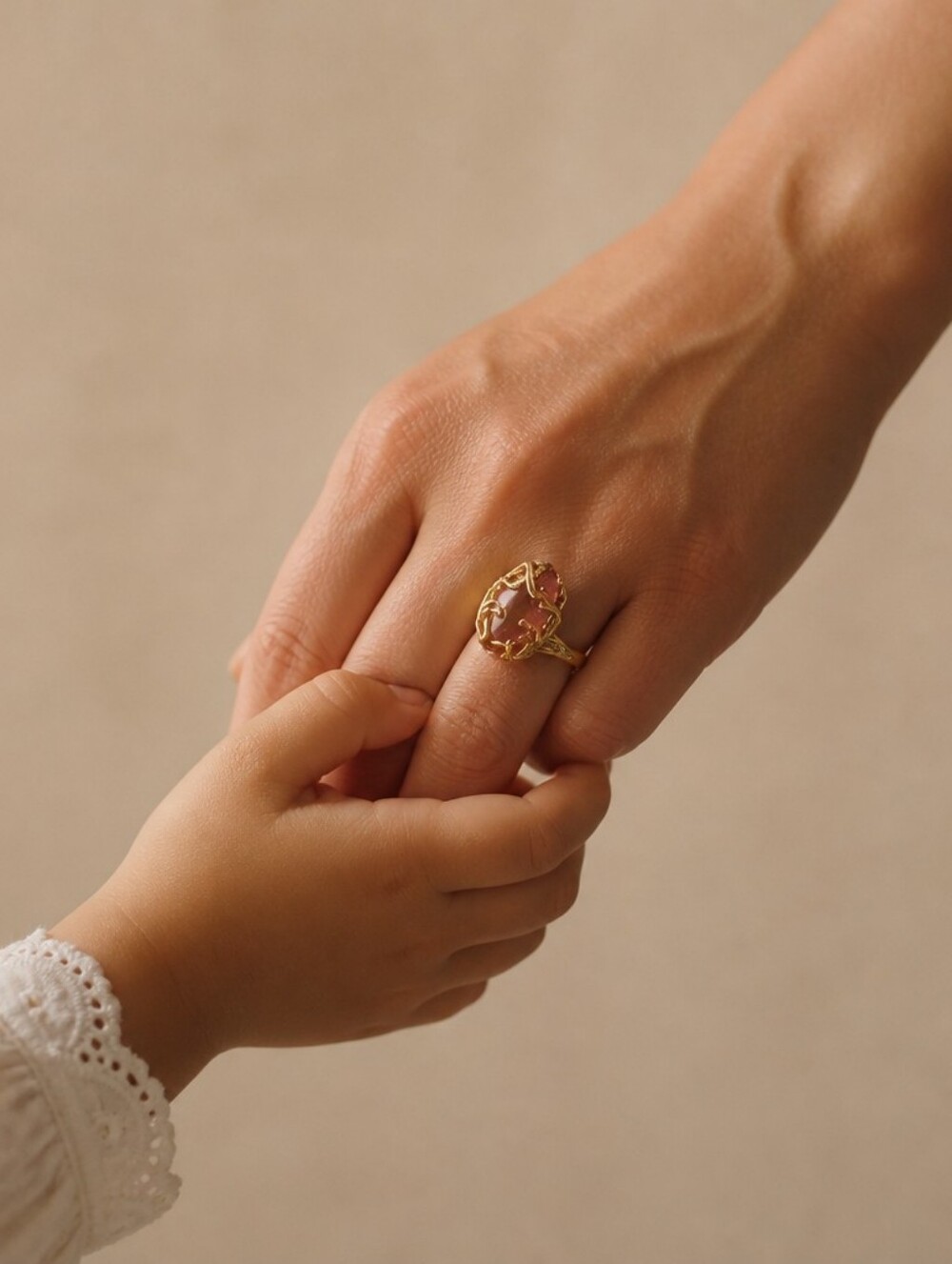 Gold and Pink Gemstone Women's Ring